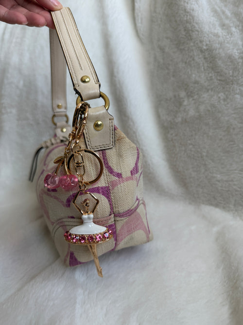 2008 Coach Pink/Purple Creme Linen Mini Bag
