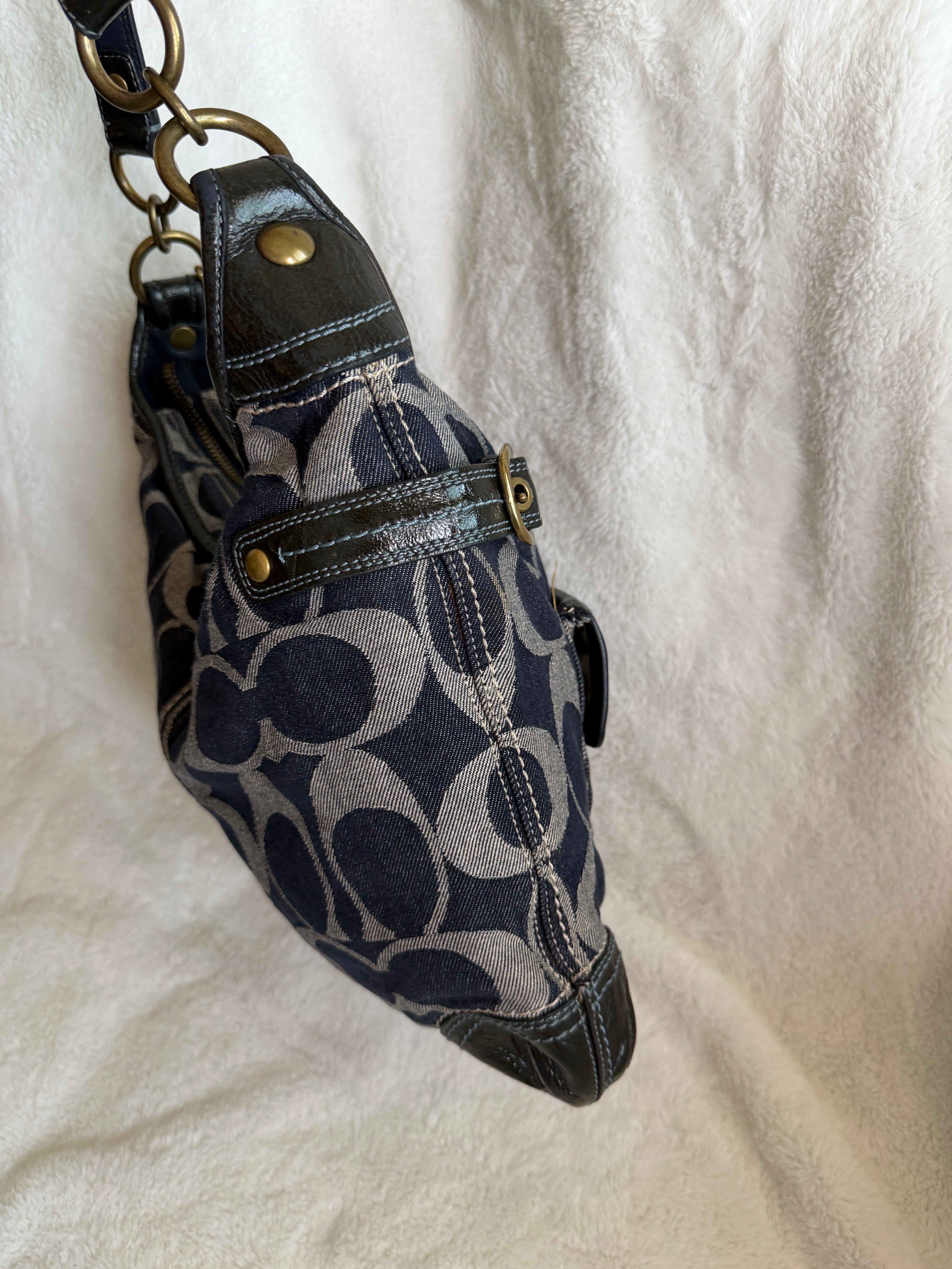 Coach Bleeker Signature Denim Hobo Shoulder Bag