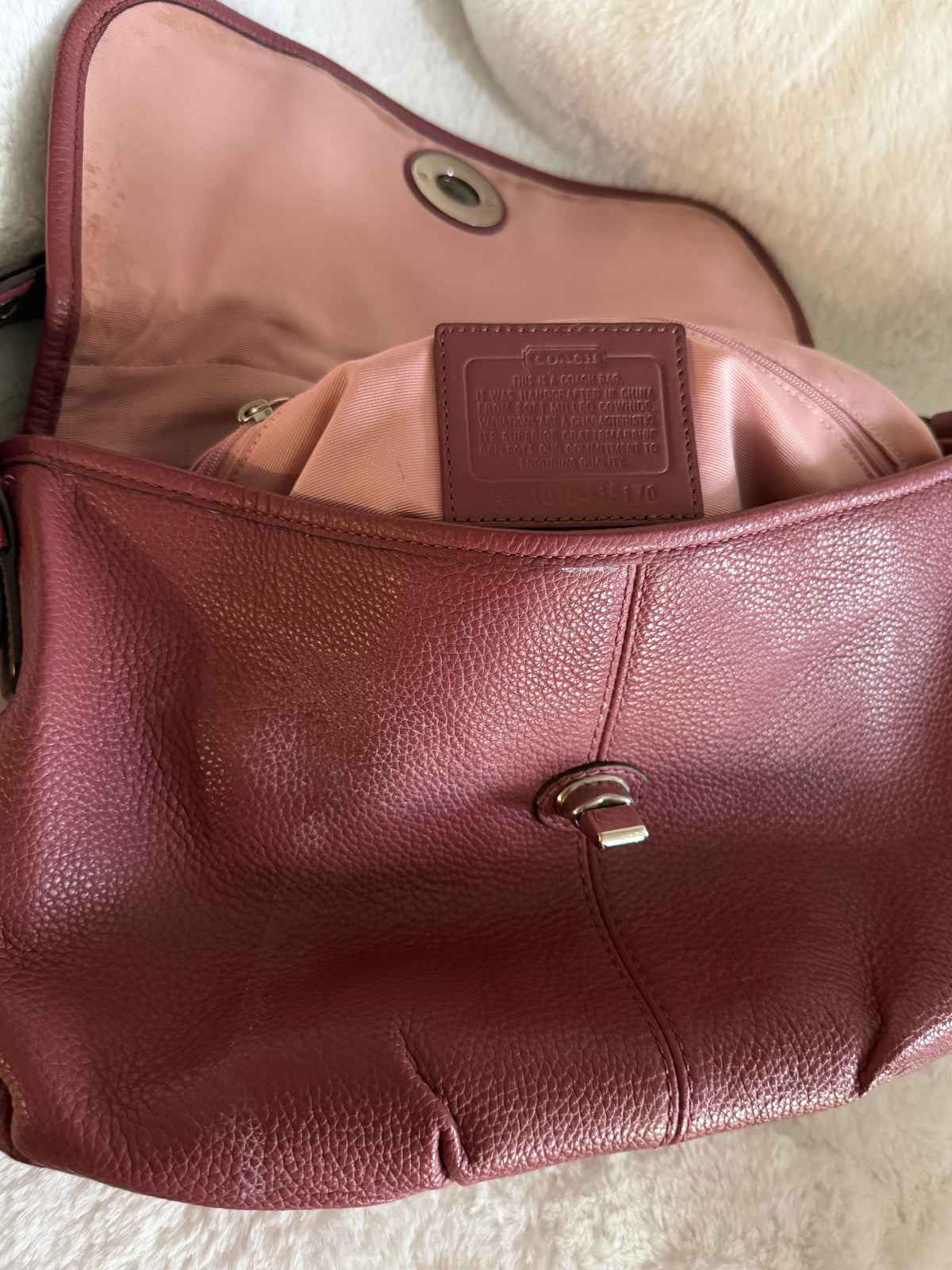 Coach Pebbled Flap Leather Shoulder Bag