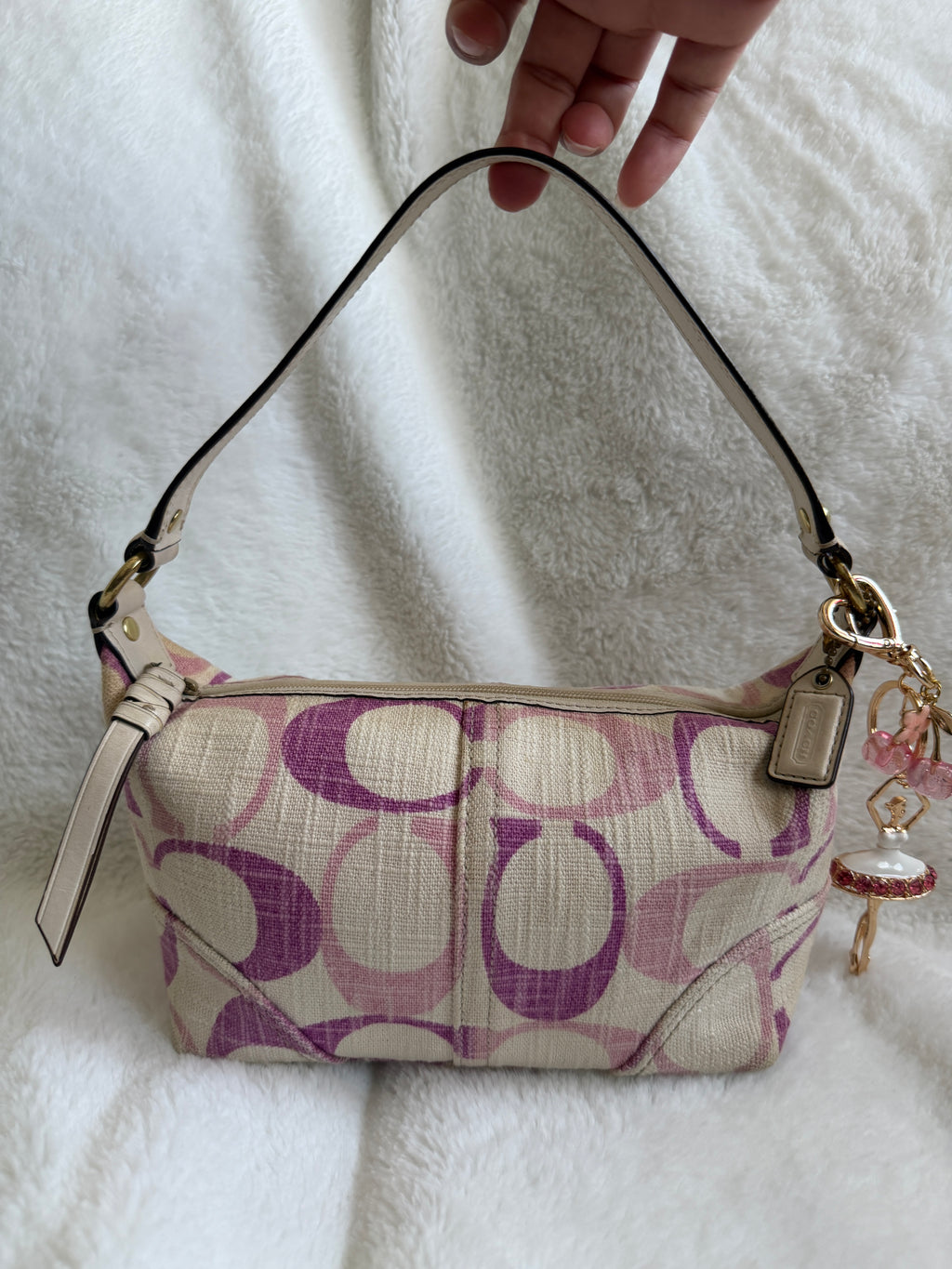 2008 Coach Pink/Purple Creme Linen Mini Bag