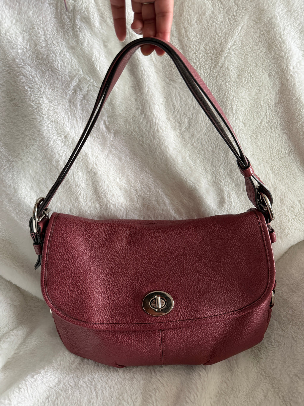 Coach Pebbled Flap Leather Shoulder Bag