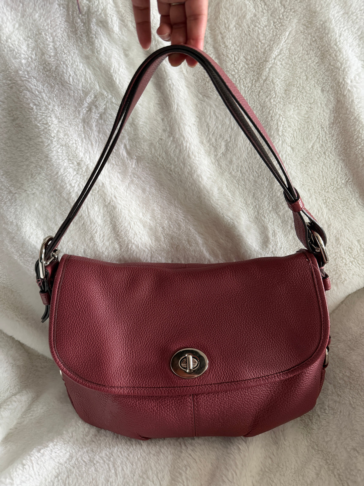 Coach Pebbled Flap Leather Shoulder Bag