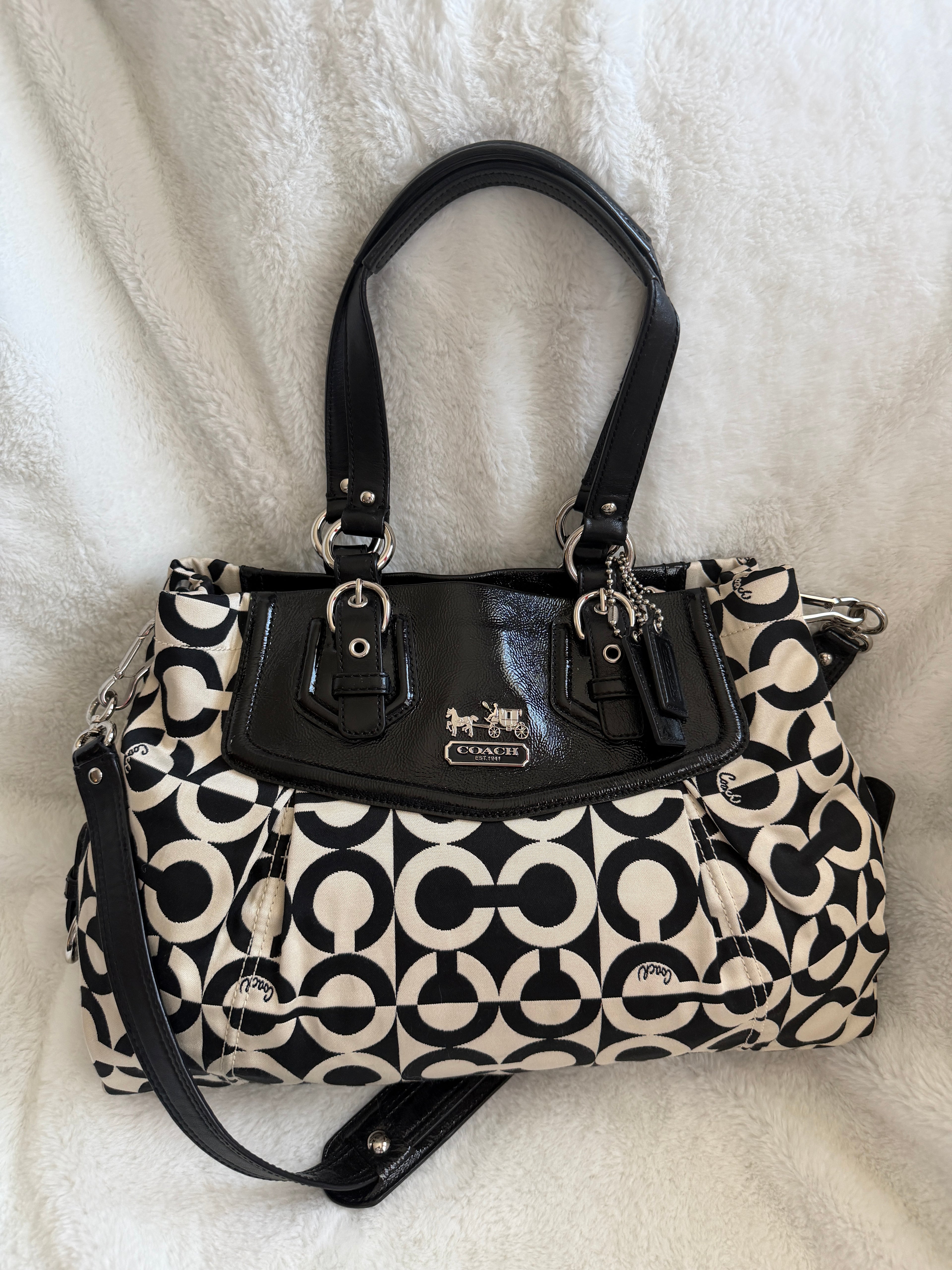 Coach Madison Op Art Carryall Satchel/Shoulder Bag