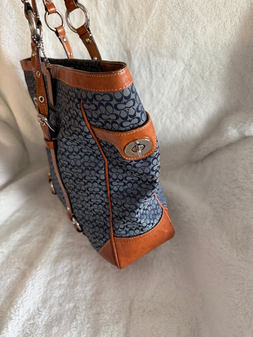 Coach Gallery Turnlock Tote Signature Canvas