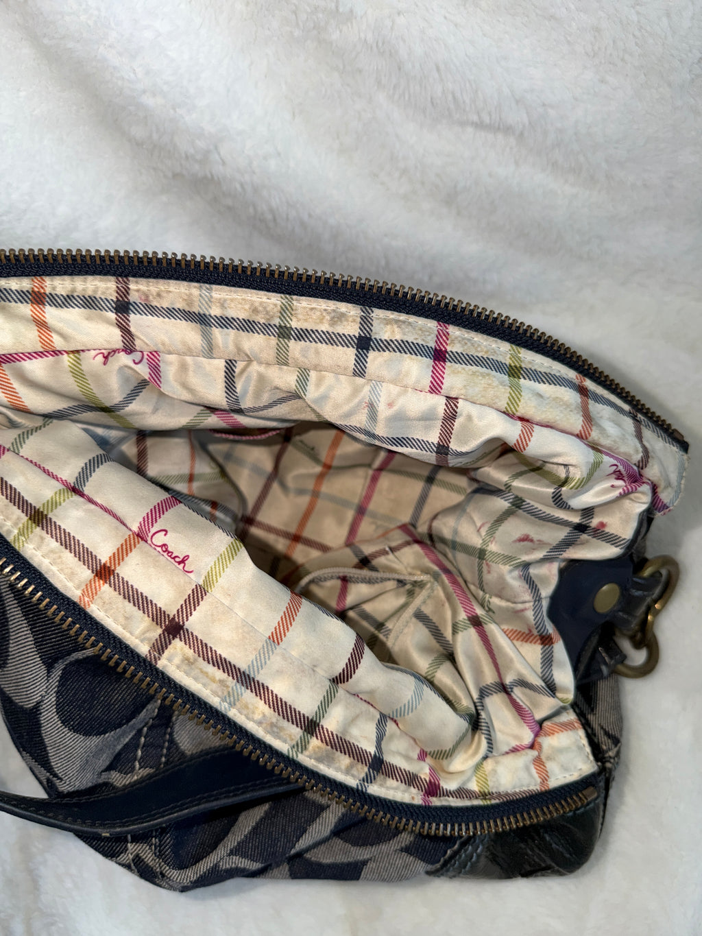 Coach Bleeker Signature Denim Hobo Shoulder Bag