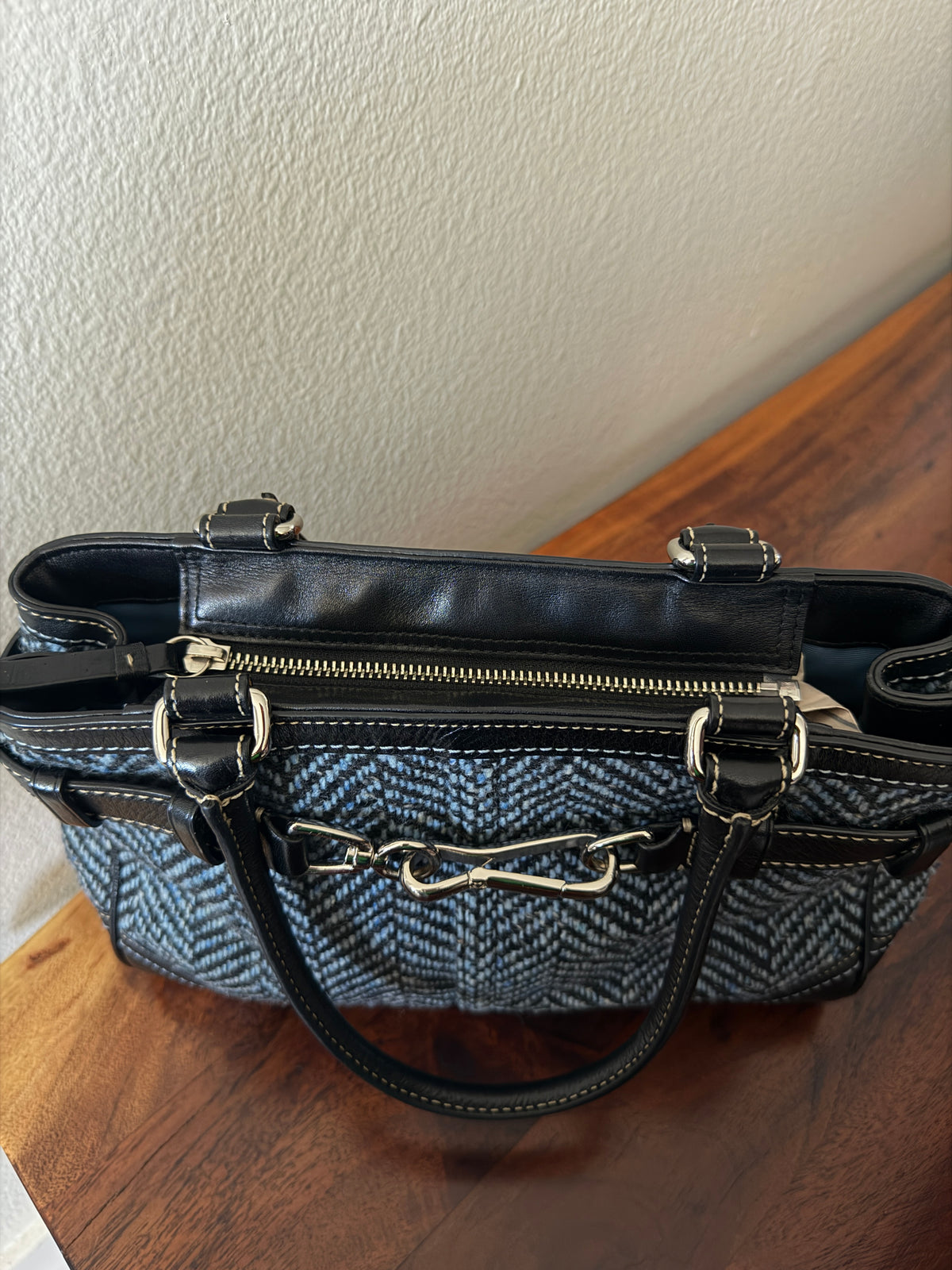 Coach Hampton Herringbone CarryAll Shoulder Bag
