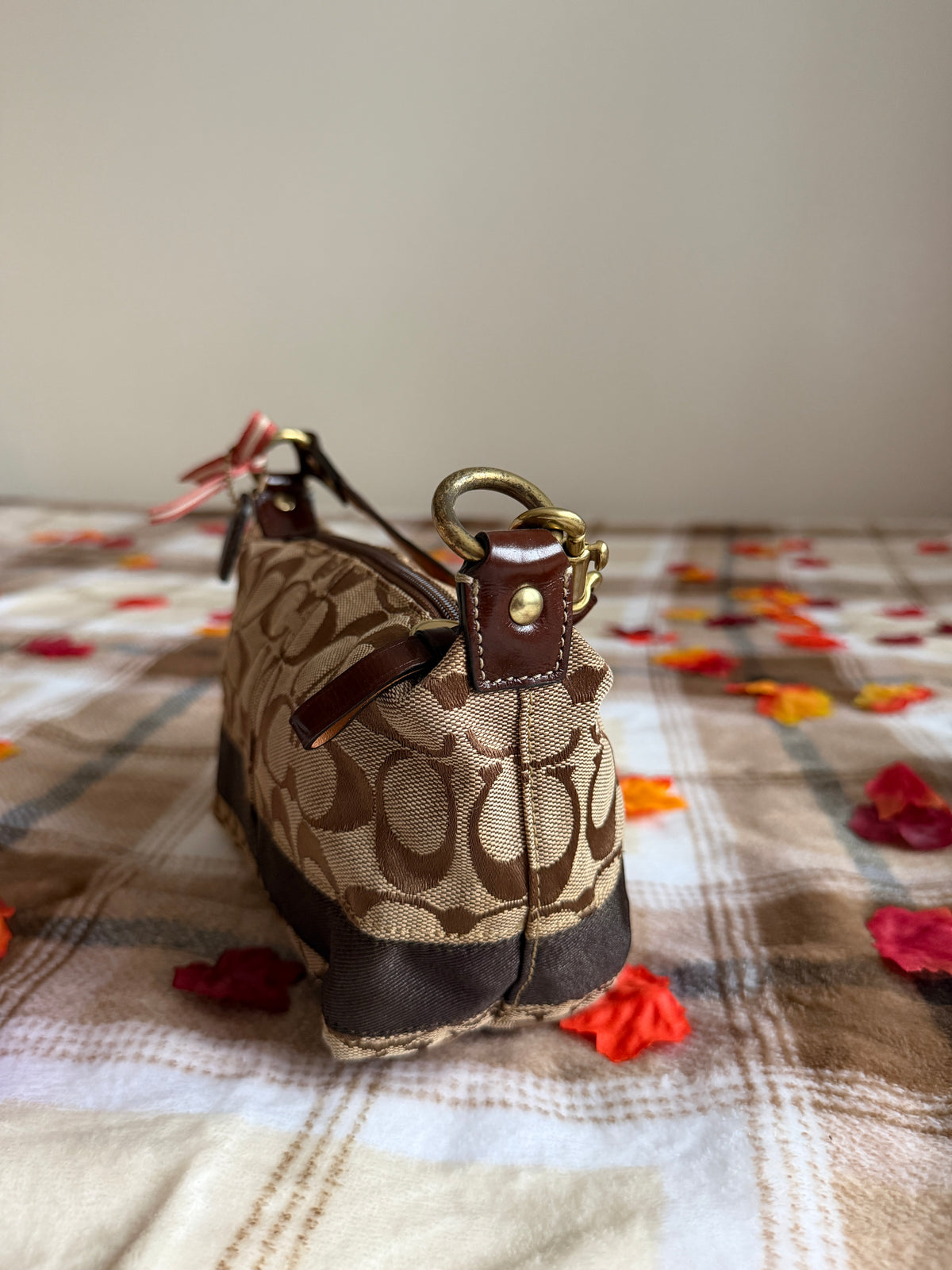 Vintage Coach Signature Canvas Mini Hobo Handbag
