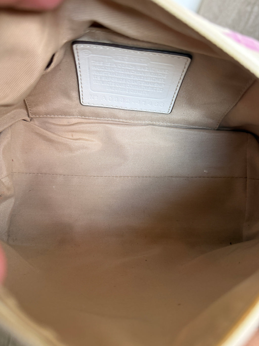 2008 Coach Pink/Purple Creme Linen Mini Bag