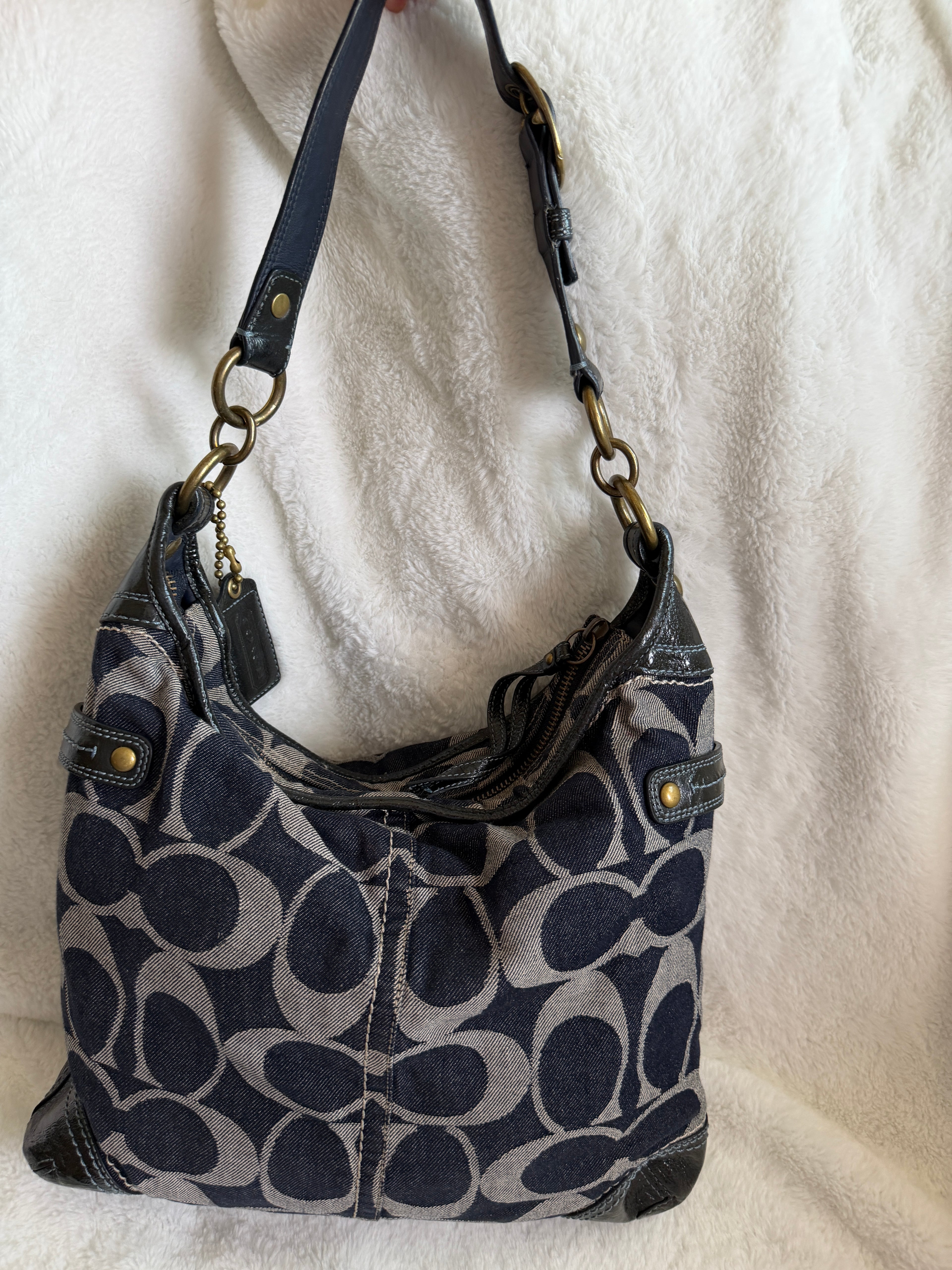 Coach Bleeker Signature Denim Hobo Shoulder Bag