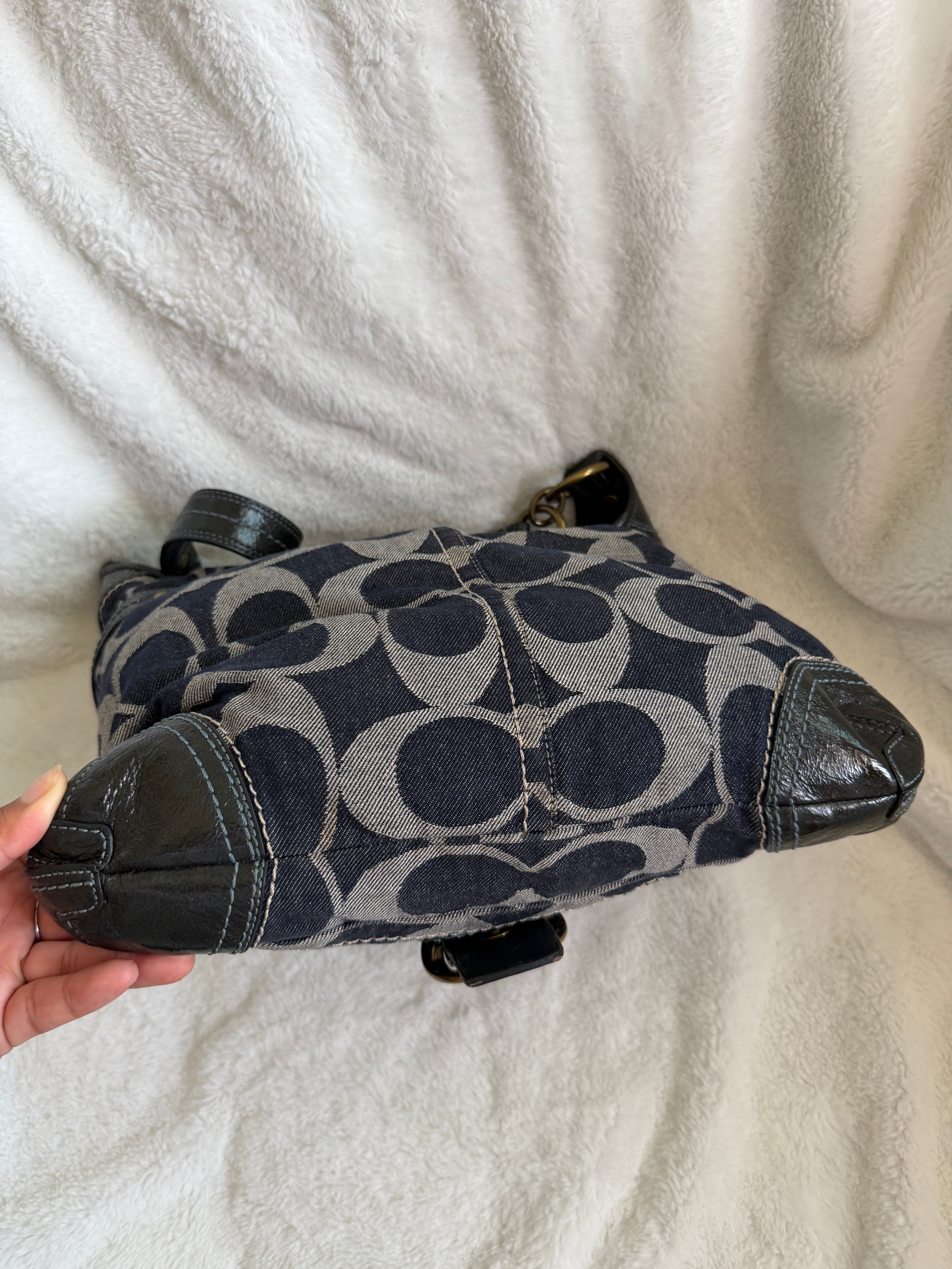 Coach Bleeker Signature Denim Hobo Shoulder Bag