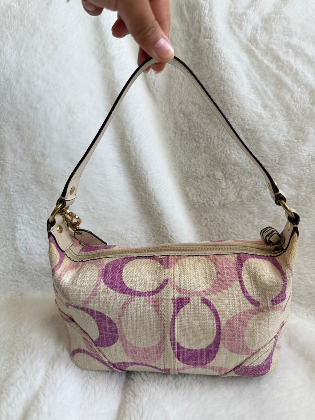2008 Coach Pink/Purple Creme Linen Mini Bag