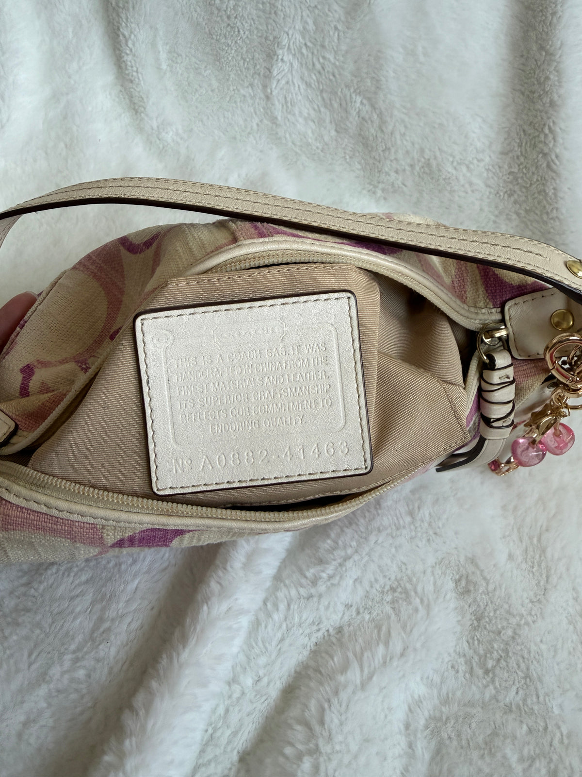 2008 Coach Pink/Purple Creme Linen Mini Bag