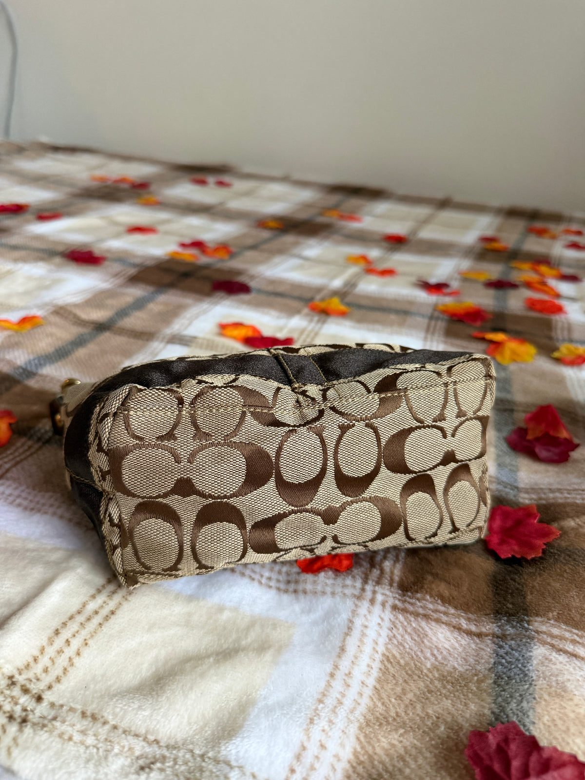 Vintage Coach Signature Canvas Mini Hobo Handbag