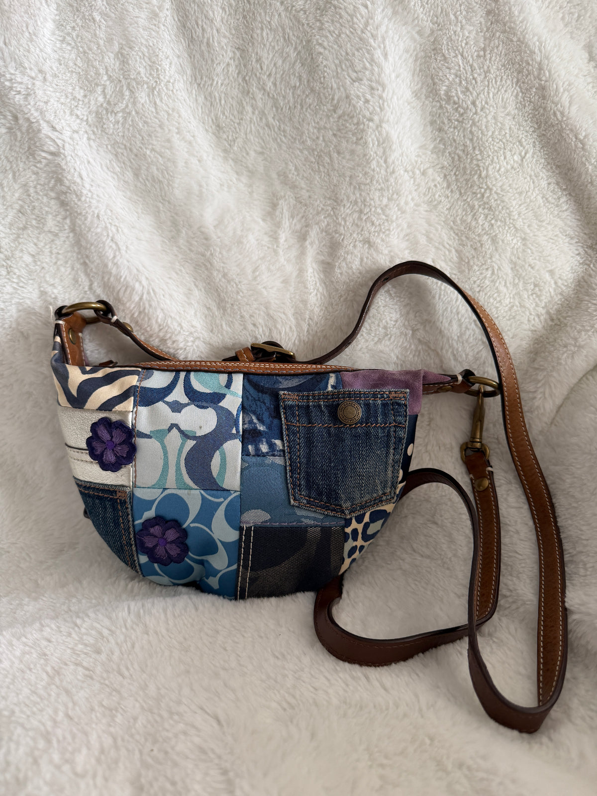 Coach Signature Patchwork Denim Swingpack