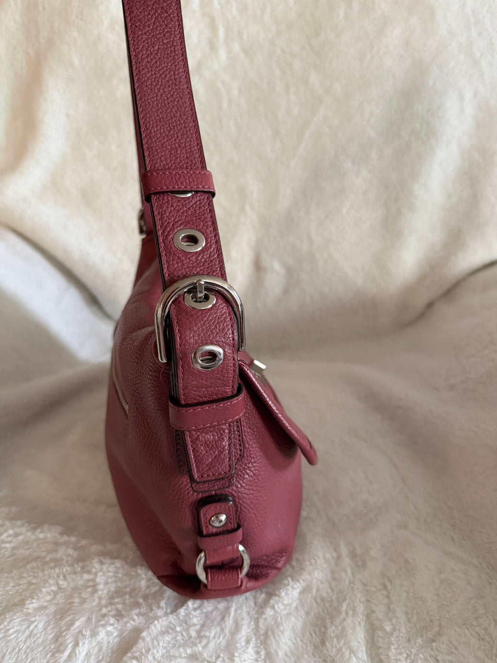 Coach Pebbled Flap Leather Shoulder Bag