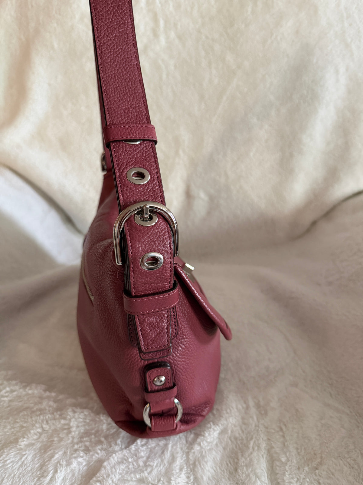 Coach Pebbled Flap Leather Shoulder Bag