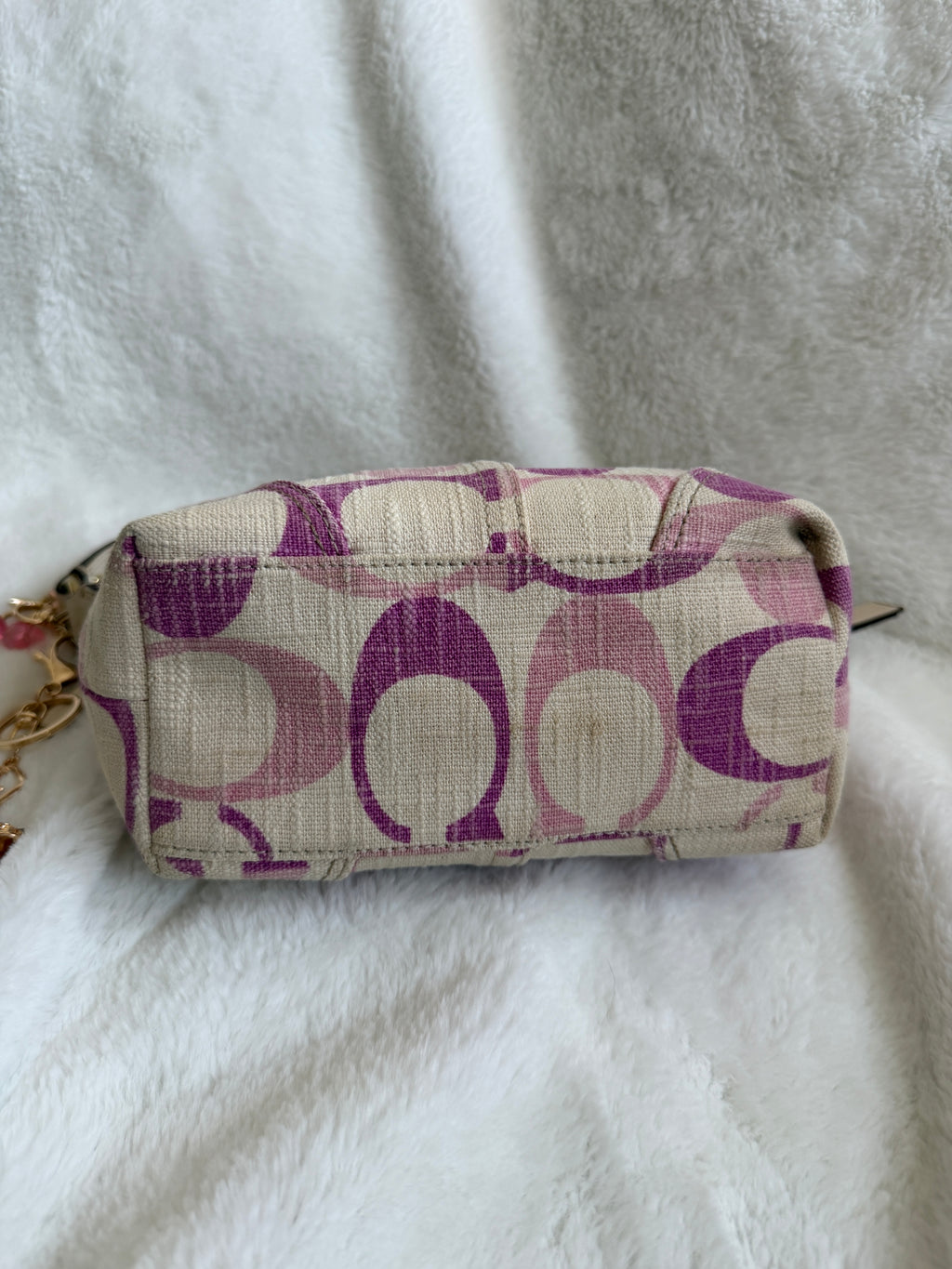 2008 Coach Pink/Purple Creme Linen Mini Bag