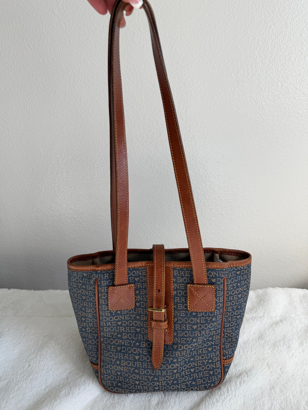 Vintage Dooney & Bourke Signature Heart Canvas Tote/Shoulder Bag