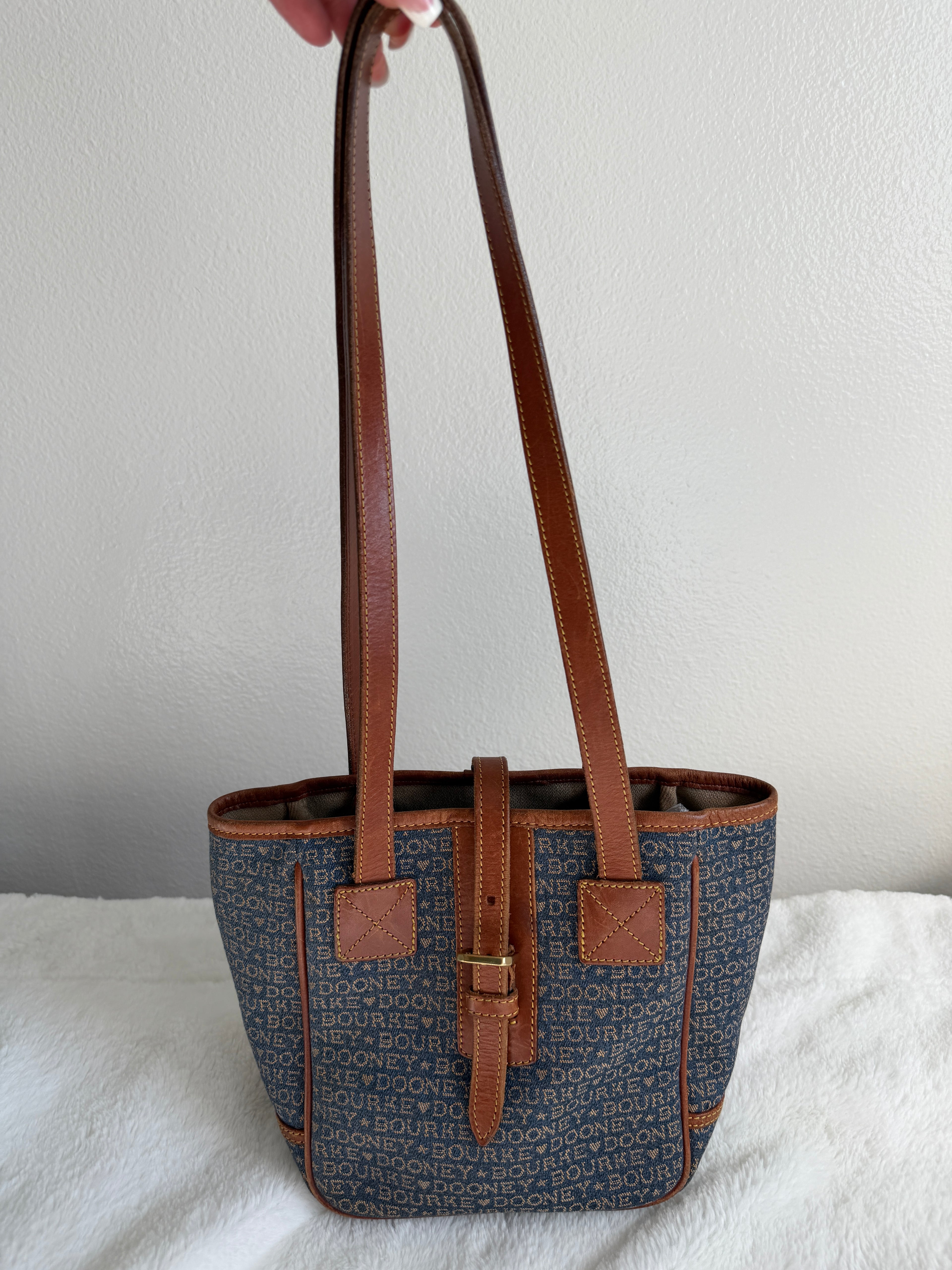 Vintage Dooney & Bourke Signature Heart Canvas Tote/Shoulder Bag