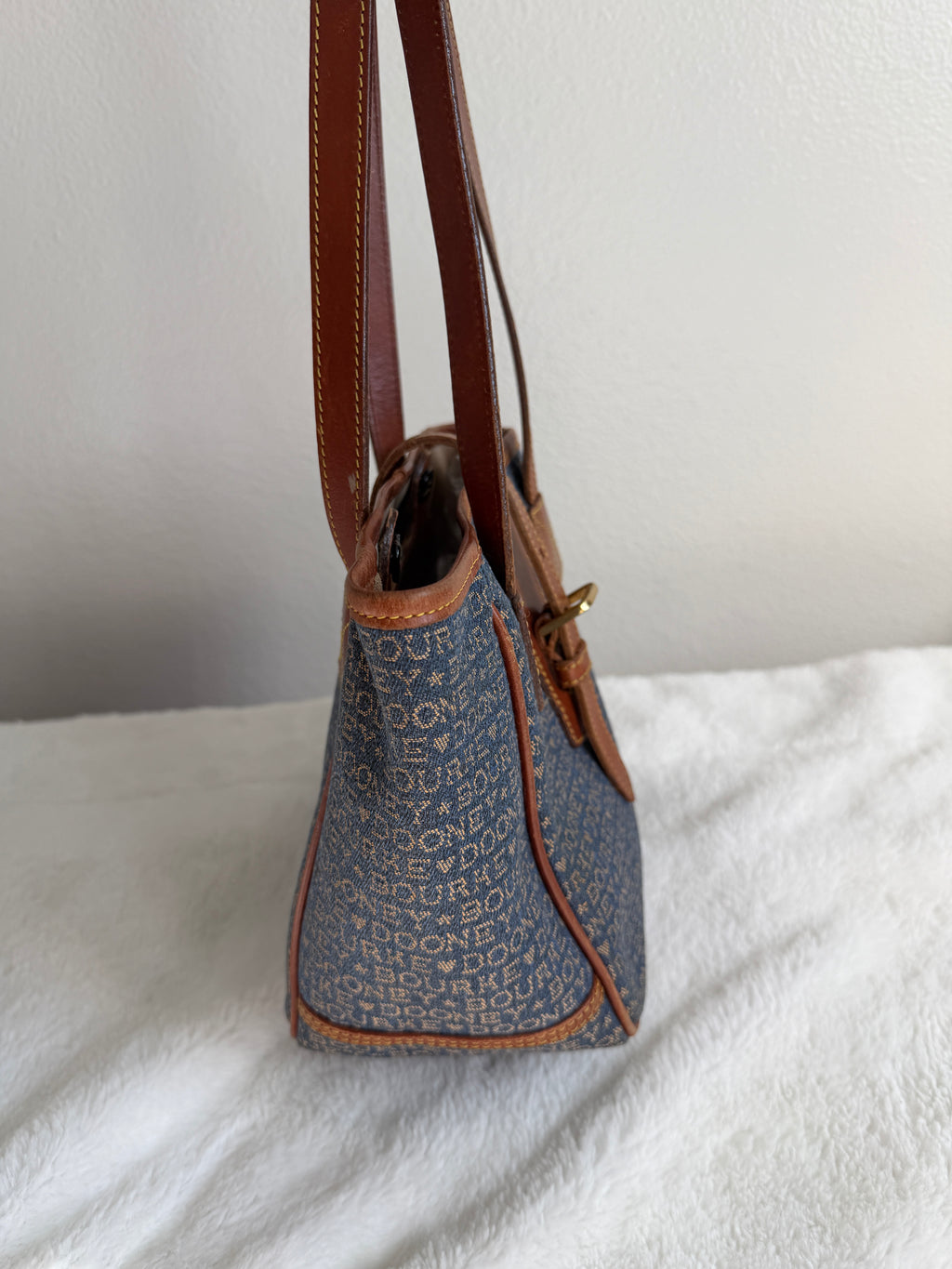 Vintage Dooney & Bourke Signature Heart Canvas Tote/Shoulder Bag