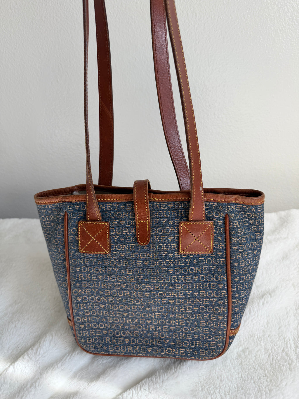 Vintage Dooney & Bourke Signature Heart Canvas Tote/Shoulder Bag