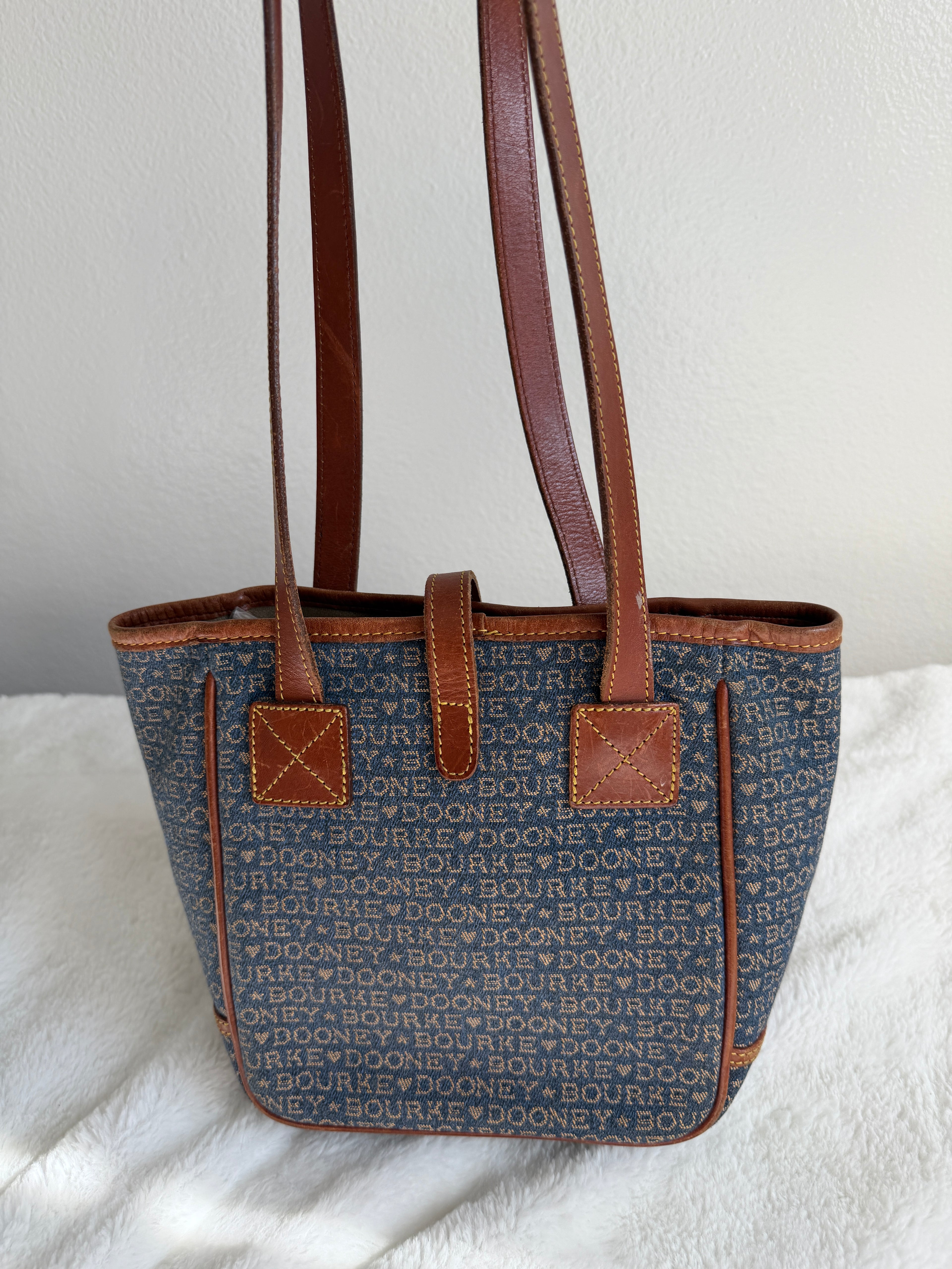 Vintage Dooney & Bourke Signature Heart Canvas Tote/Shoulder Bag