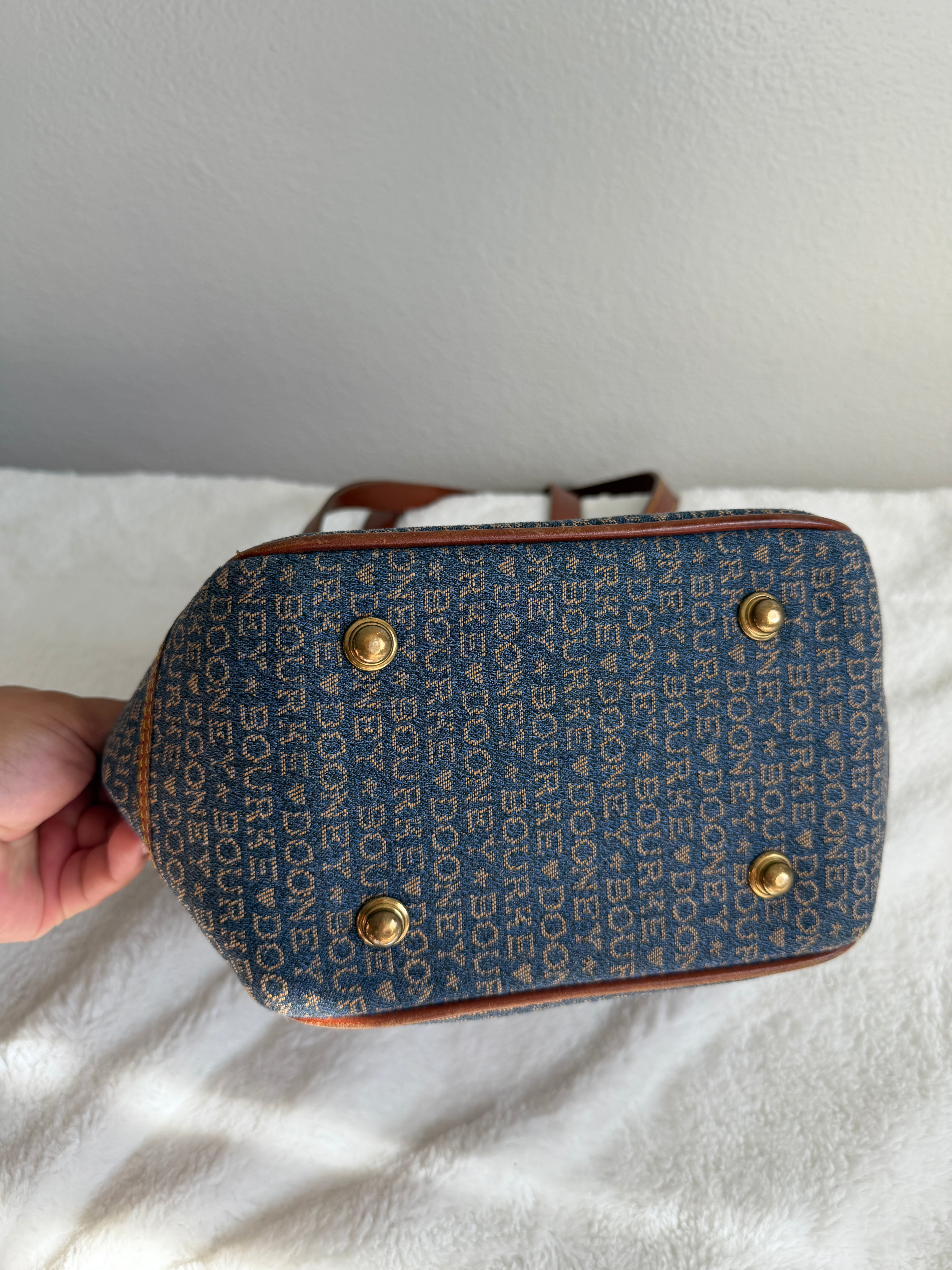 Vintage Dooney & Bourke Signature Heart Canvas Tote/Shoulder Bag